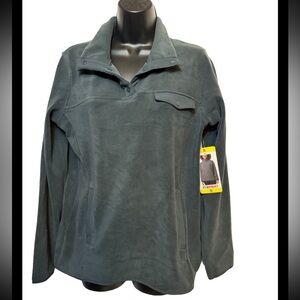 32 Degrees Ladies  Snap Fleece Pullover Size S Woodland Grey